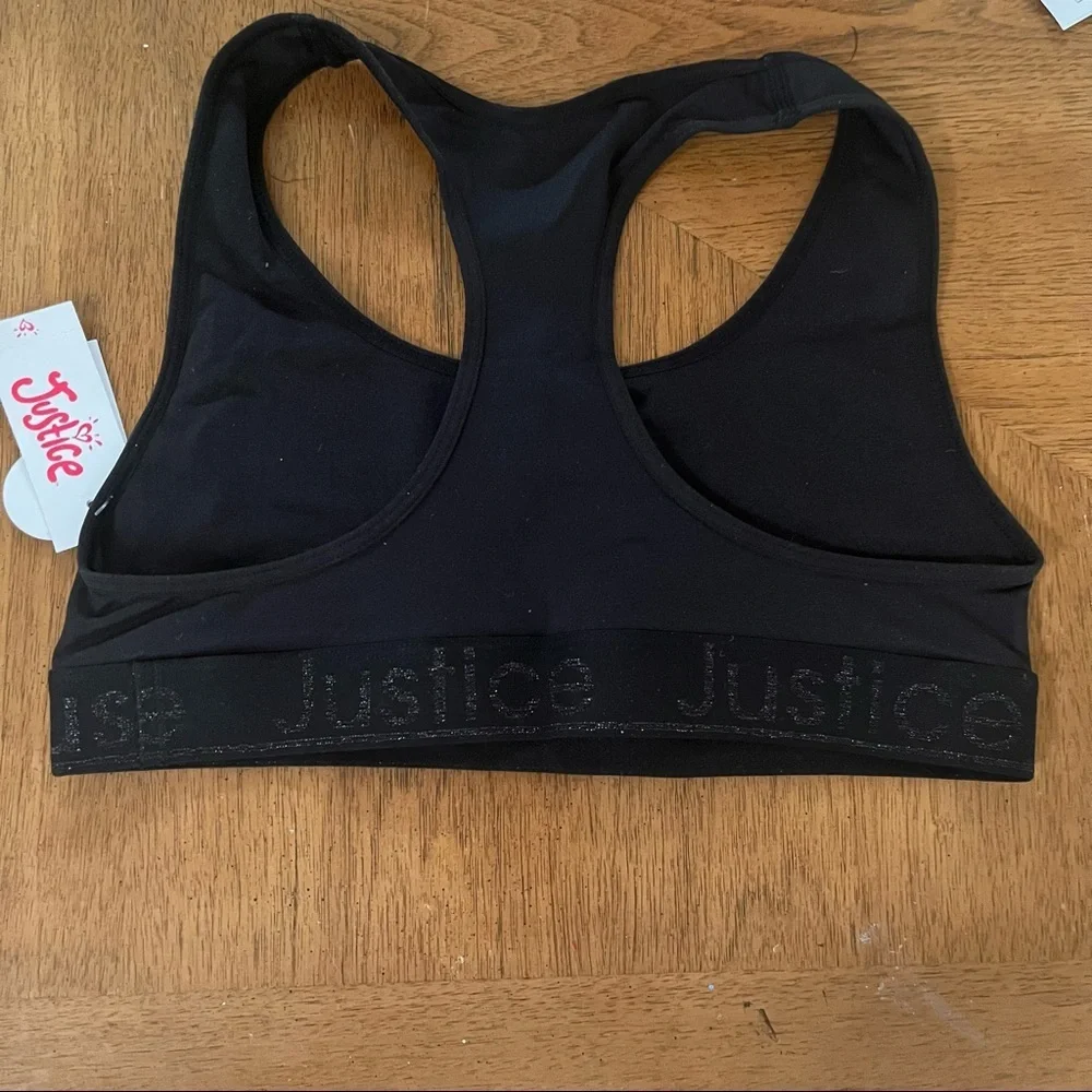 NWT justice girls oh so soft sports bra Sz 32 black first bra